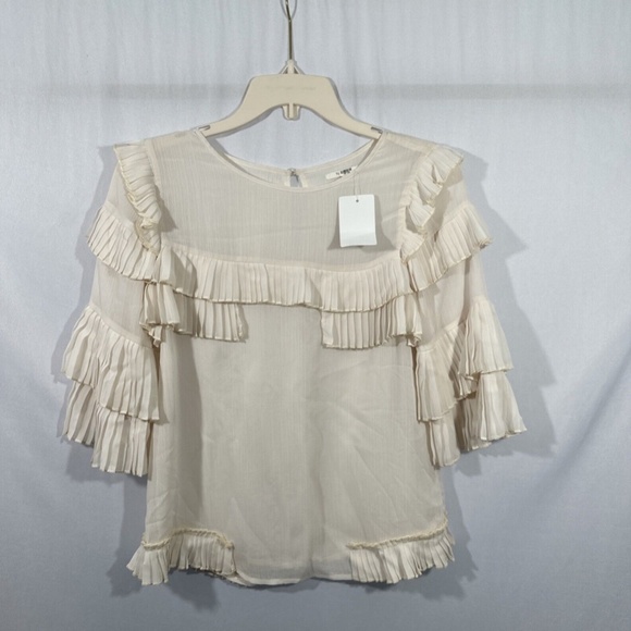 USED $158 Tularosa [ XS ] Margo Ruffle‎ 3/4 Sleeve Top in Cloud Ivory - Picture 10 of 16